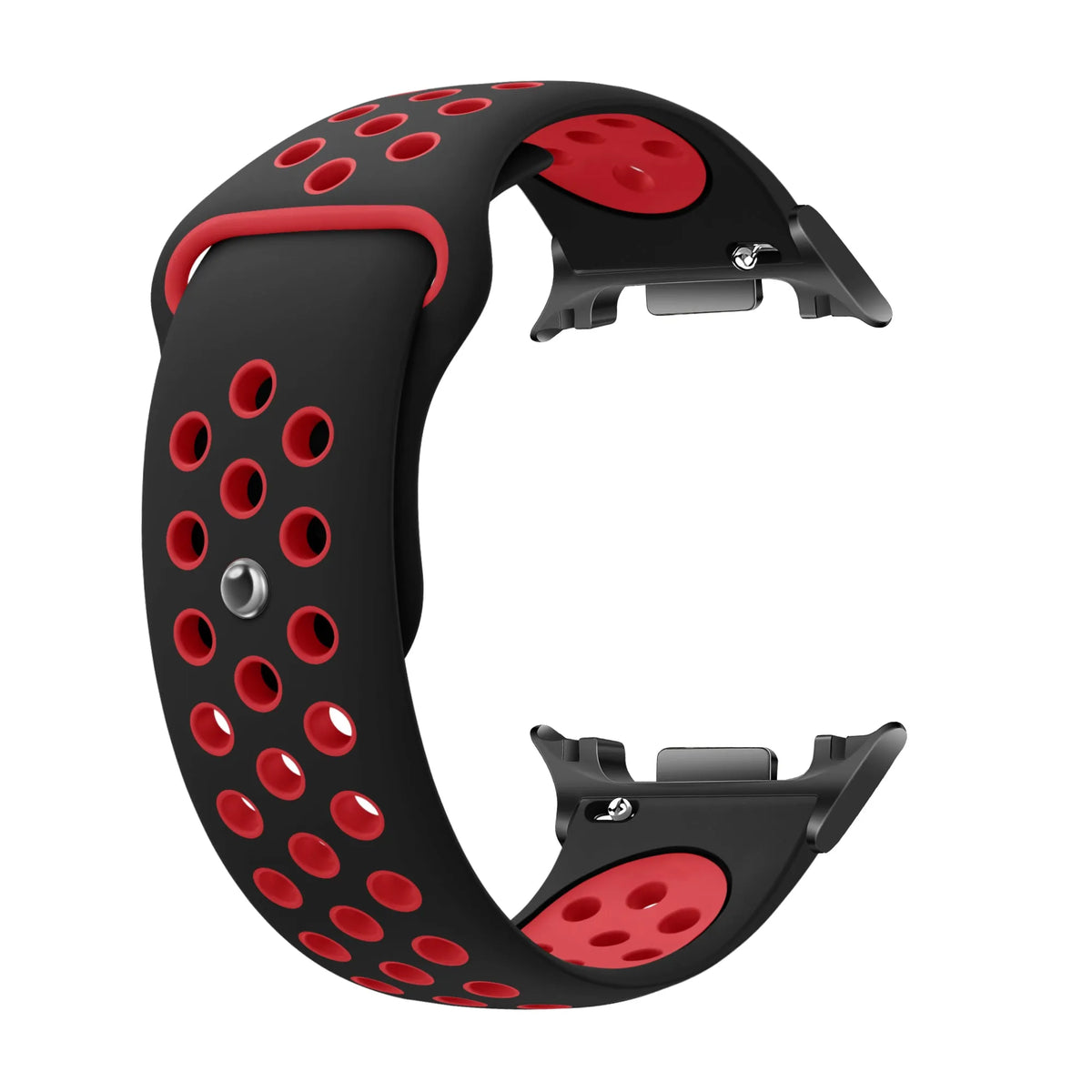 Silicone Sport Strap, black/red, without a watch, 3/4 front view