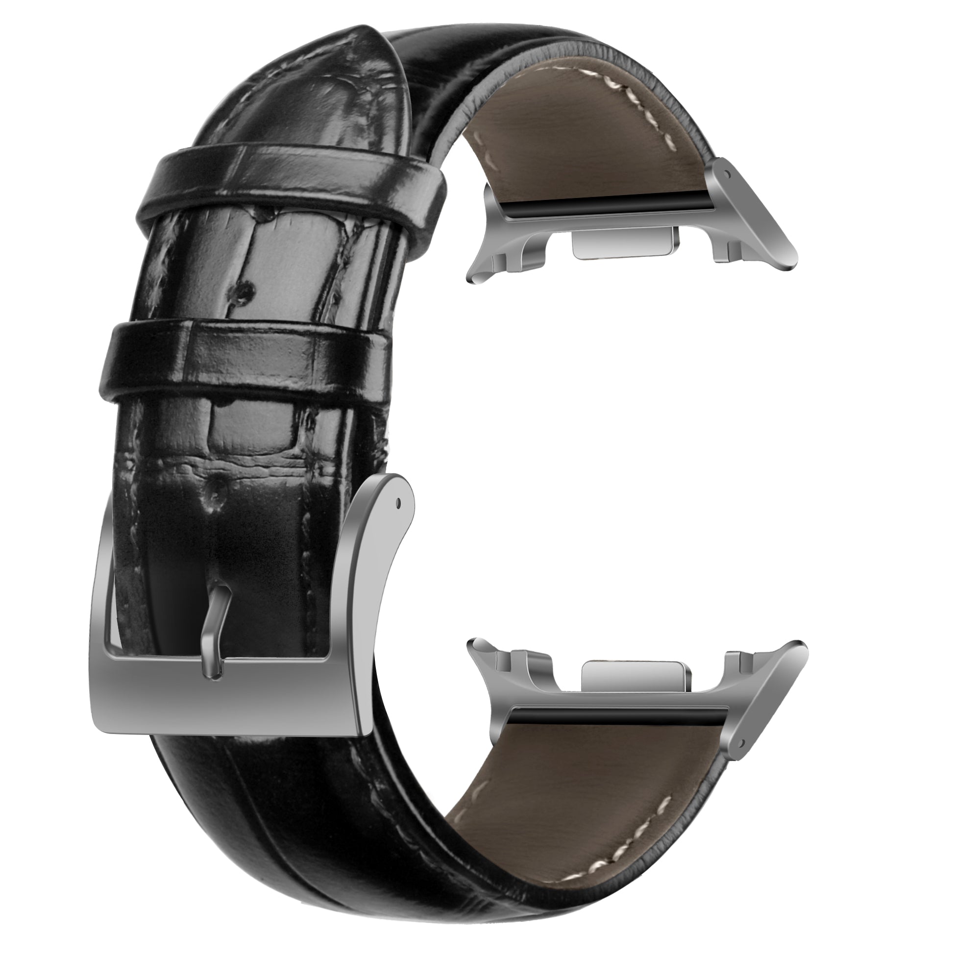 Samsung Galaxy Watch 9 - 44mm Leather Strap Crocodile Grain (Black)