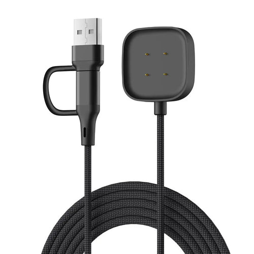 Strap-it USB-A & C 2in1 Braided Fitbit Versa 3 Charger