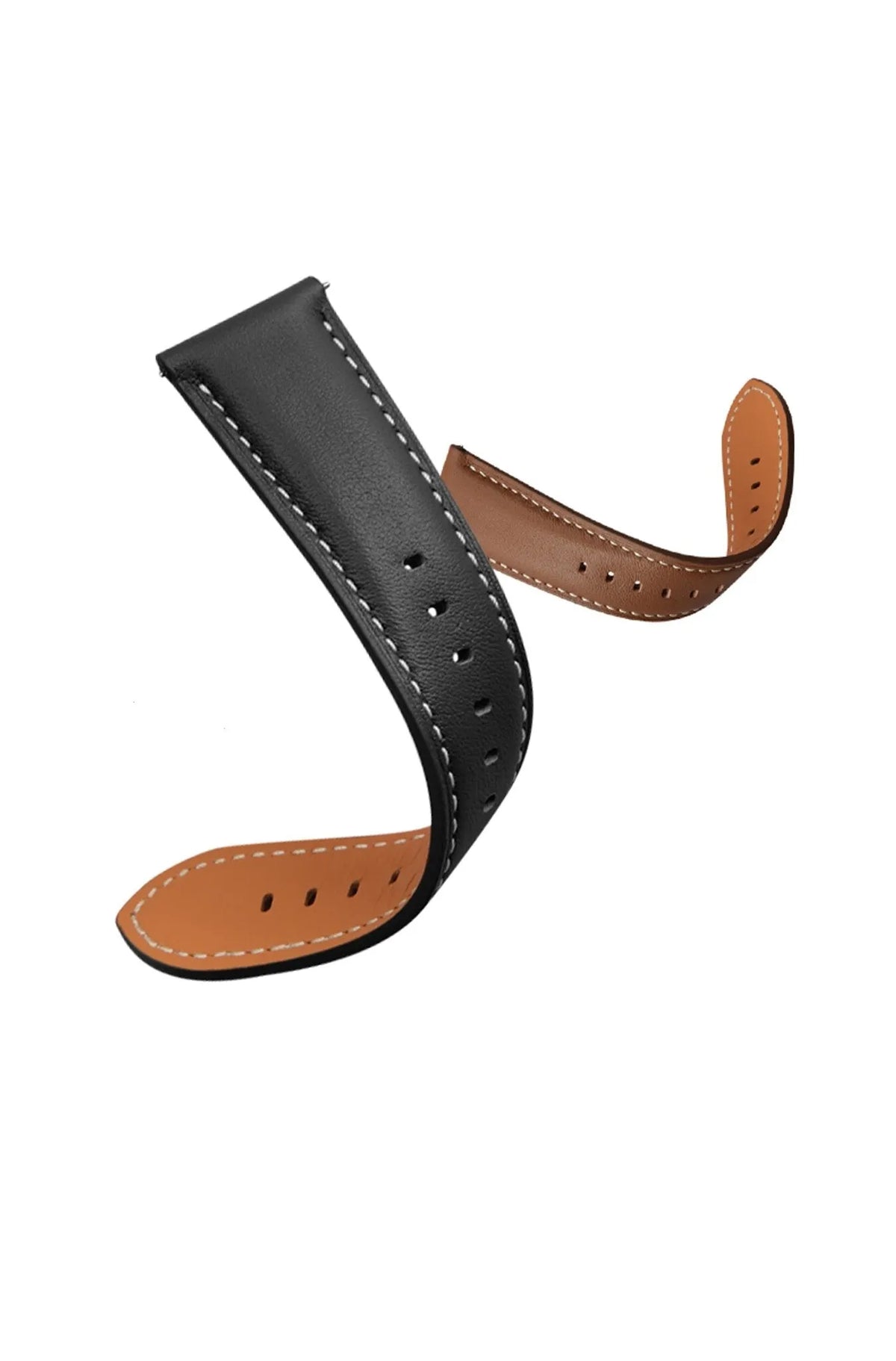 Premium Leather Strap, black, without a watch, 3/4 front view