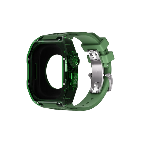 Silicone Polymer Case with Rubber Strap, green, without a watch, 3/4 front view