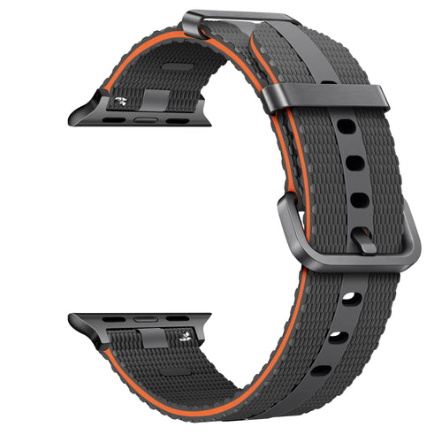 Silicone Active Strap, dark grey/orange, without a watch, 3/4 front view