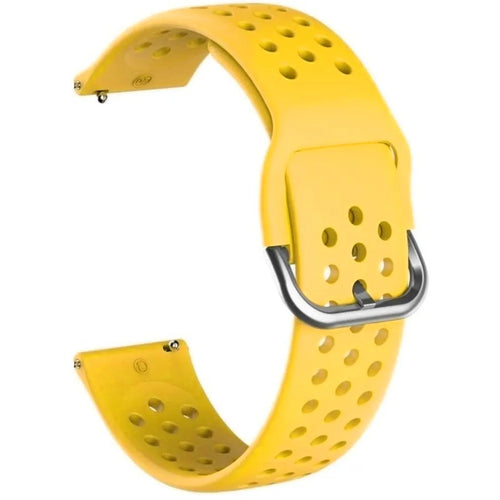 Breathable Silicone Strap, yellow, without a watch, 3/4 front view