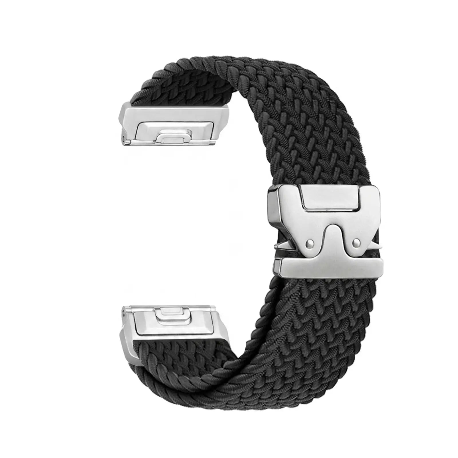Garmin Forerunner 970 Braided Strap P-Buckle (Black with Silver)