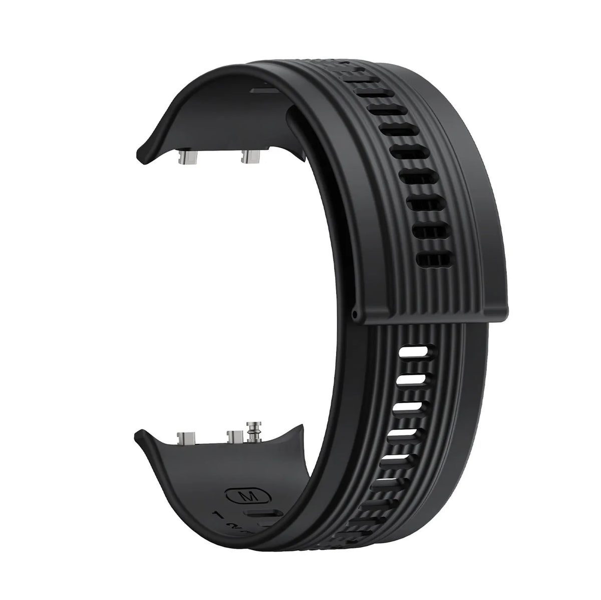 Silicone Strap, black, without a watch, 3/4 front view