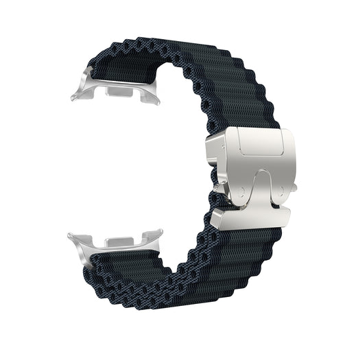 Samsung Galaxy Watch 8 Classic Outdoor Nylon Strap with P-Buckle (Black with Silver)