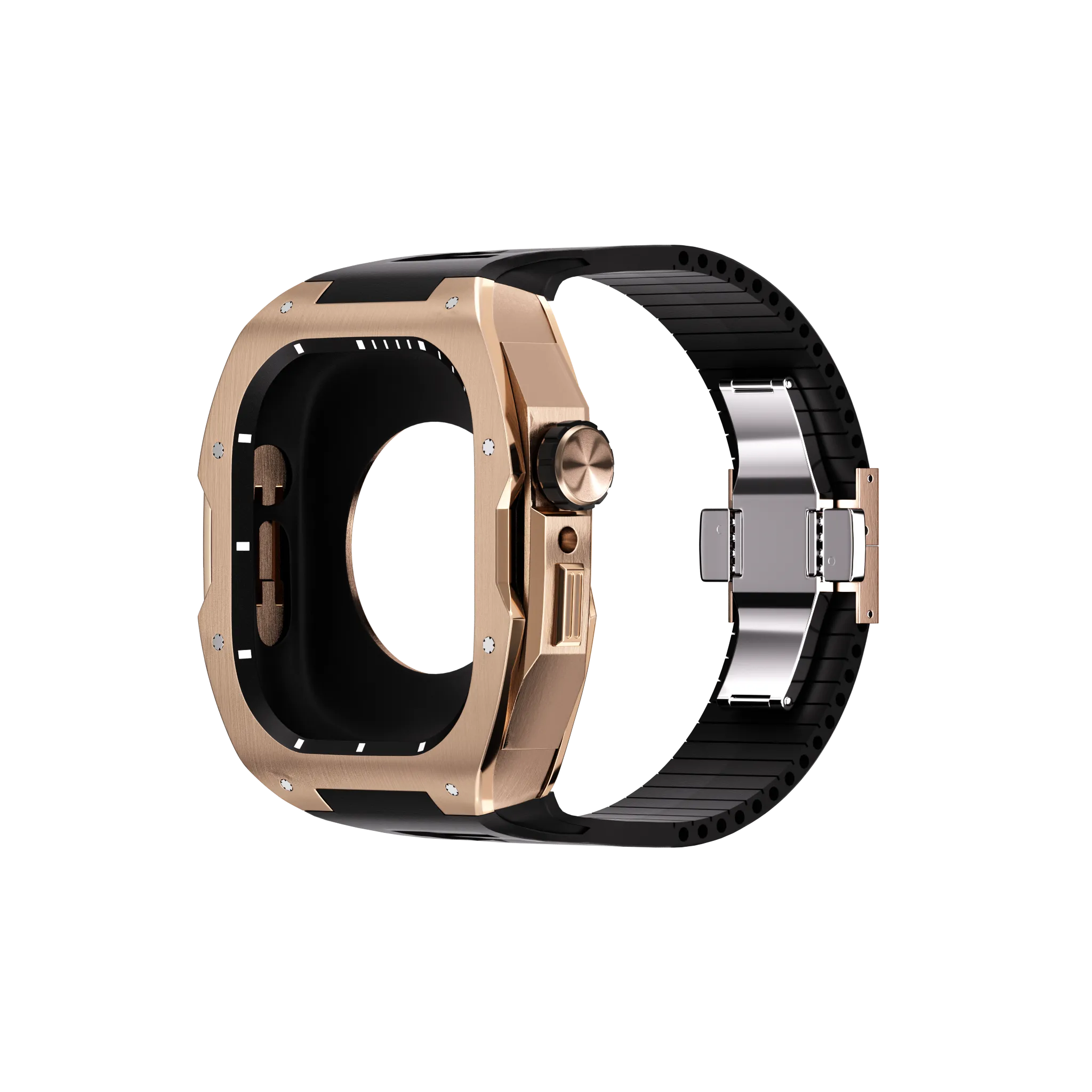 Reqior Apple Watch 45mm Case with Rubber Strap (Rose Gold)
