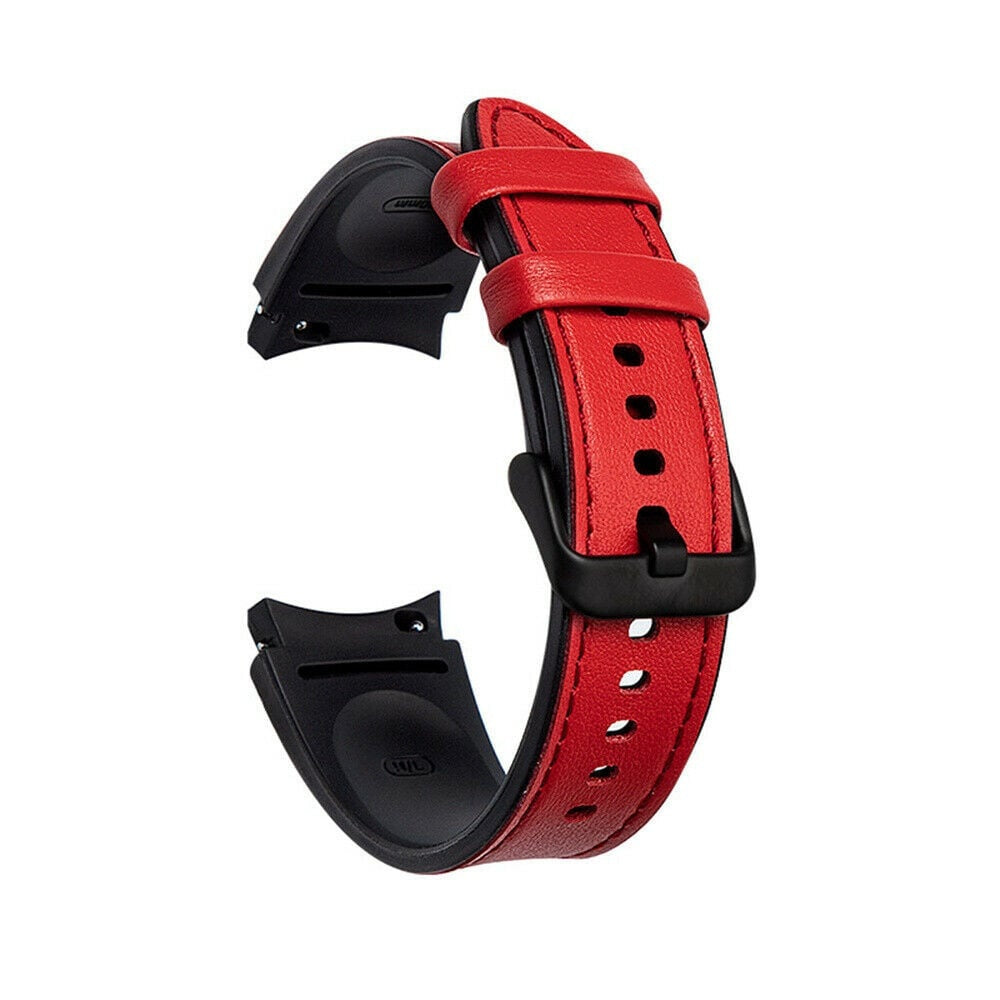 Leather Hybrid Strap, red, without a watch, 3/4 front view