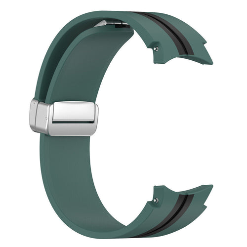Silicone Magnetic Sport Strap, green/black, without a watch, 3/4 front view
