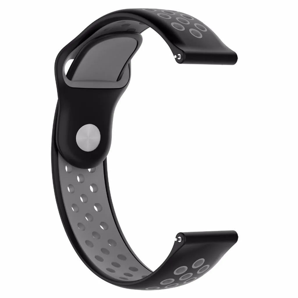Silicone Sport Strap, black/grey, without a watch, 3/4 front view