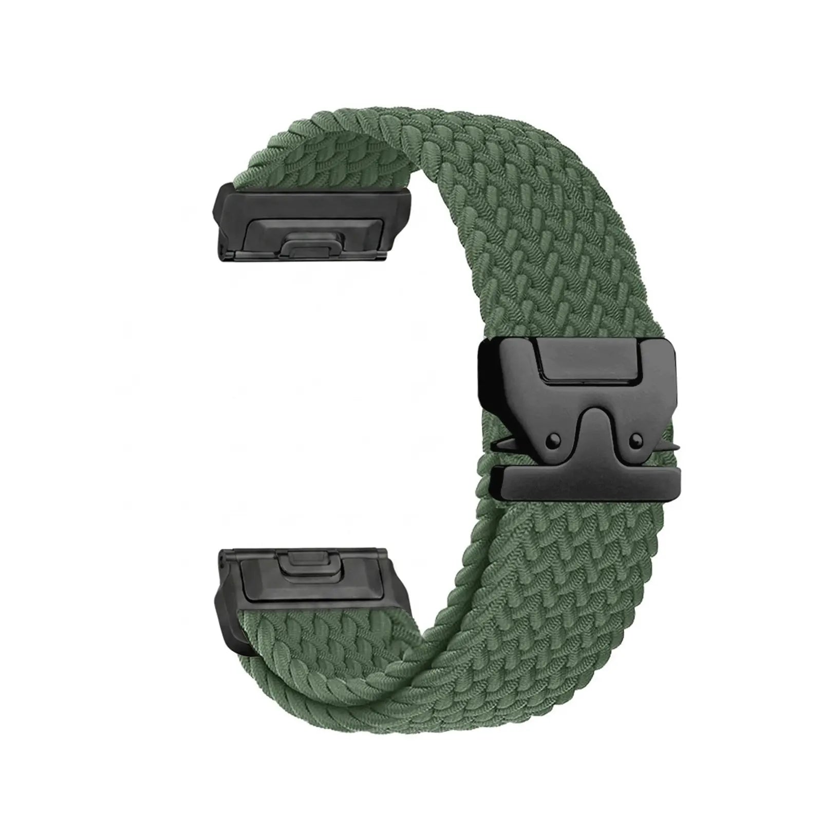 Garmin Forerunner 970 Braided Strap P-Buckle (Green with Black)