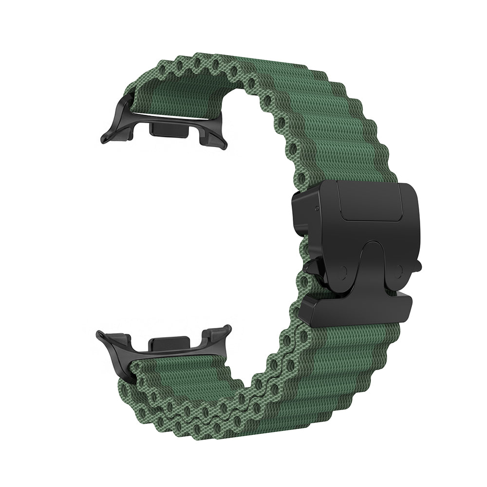 Samsung Galaxy Watch 9 - 44mm Outdoor Nylon Strap with P-Buckle (Green with Black)