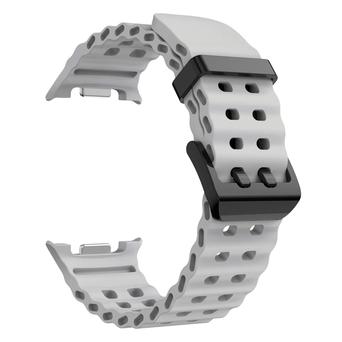 Silicone Ocean Strap, grey, without a watch, 3/4 front view