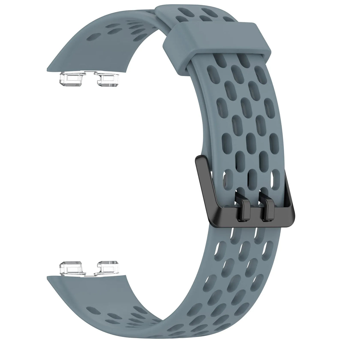 Breathable Silicone Strap, grey-blue, without a watch, 3/4 front view