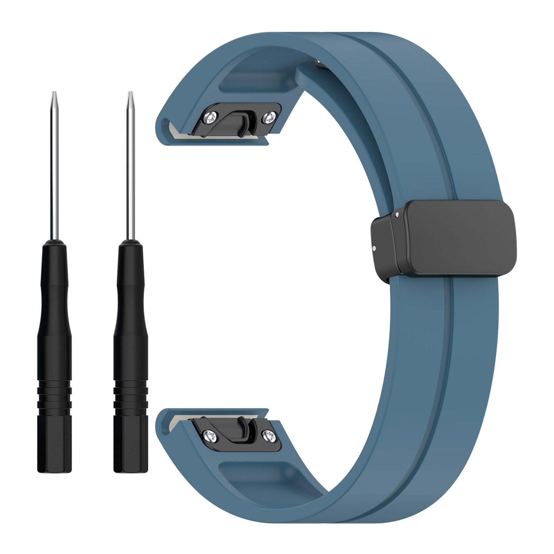 Garmin D2 Mach 2 - 47mm D-Buckle Silicone Strap (Grey-Blue)