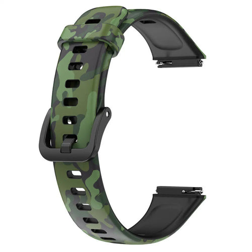 Silicone Camo Strap, green, without a watch, 3/4 front view