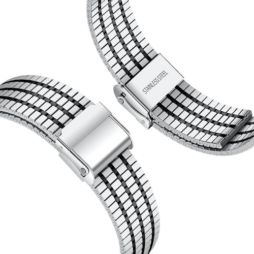 Fine Steel Strap, silver/black, without a watch, 3/4 front view