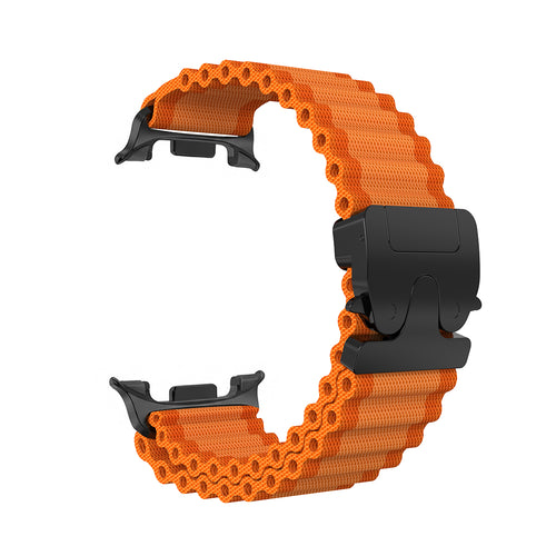 Samsung Galaxy Watch 9 - 44mm Outdoor Nylon Strap with P-Buckle (Orange/Black)