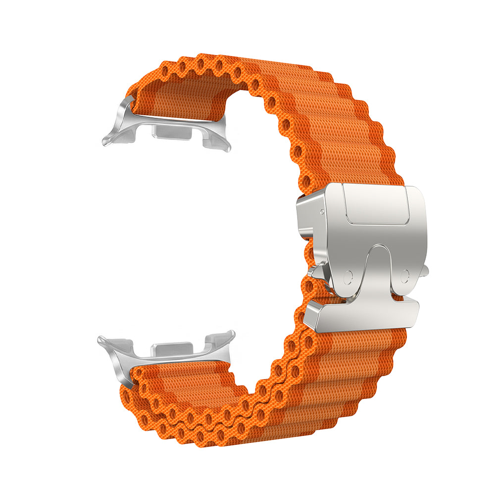 Samsung Galaxy Watch 8 Classic Outdoor Nylon Strap with P-Buckle (Orange/Silver)