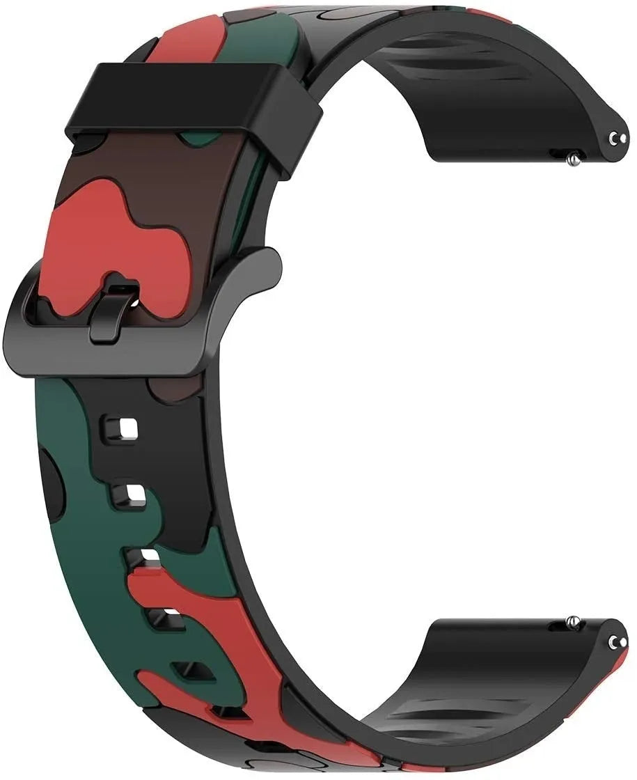 Silicone Camo Strap, red, without a watch, 3/4 front view