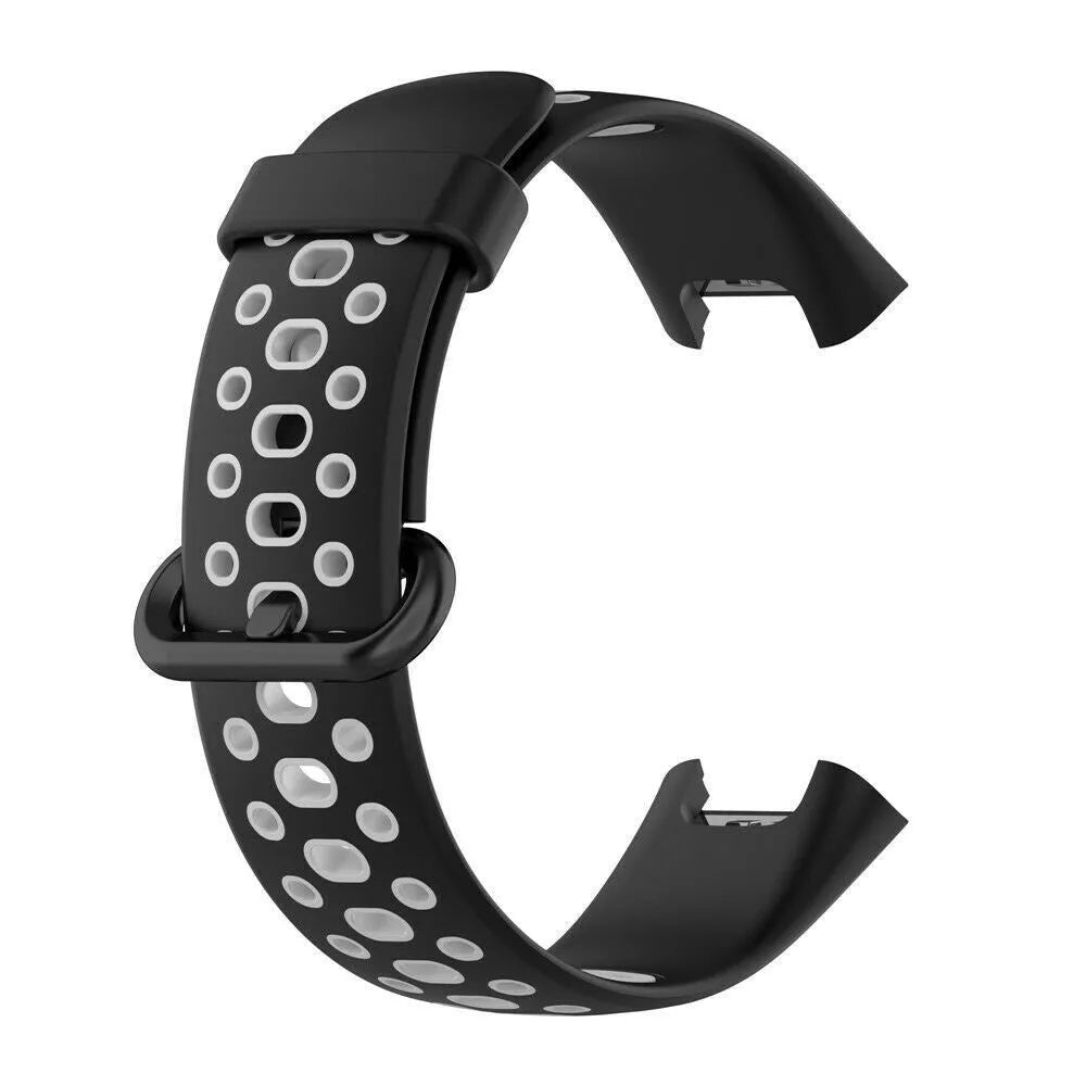 Silicone Sport Strap, black/grey, without a watch, 3/4 front view