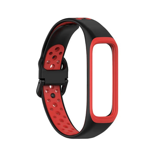 Silicone Sport Strap, black/red, without a watch, 3/4 front view
