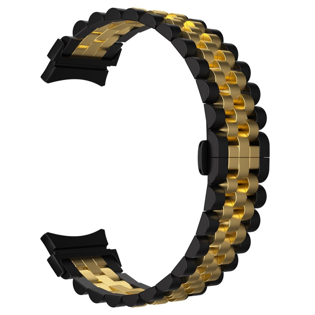 Jubilee Steel Strap, black/gold, without a watch, 3/4 front view