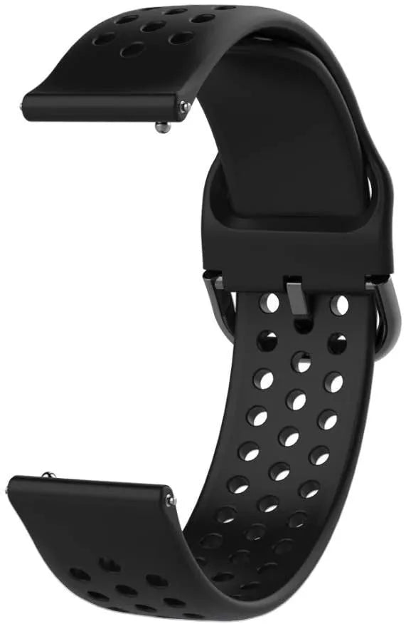 Breathable Silicone Strap, black, without a watch, 3/4 front view
