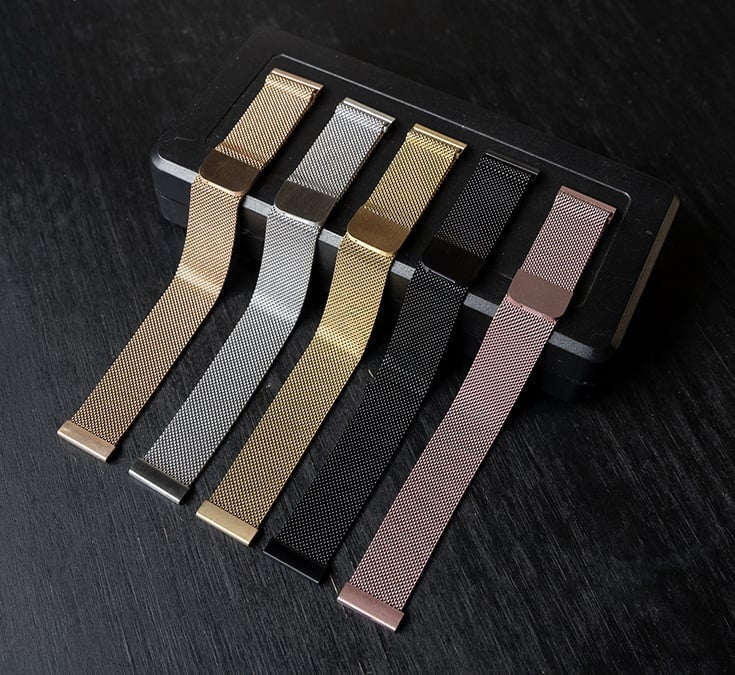 Milanese Strap, rose gold, without a watch, 3/4 front view