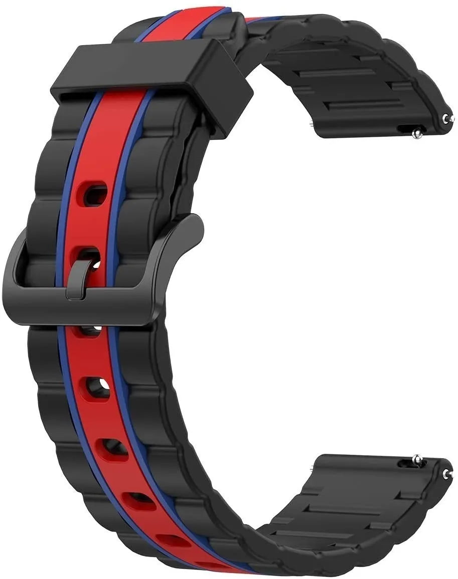 Silicone Special Edition Strap, black/red, without a watch, 3/4 front view