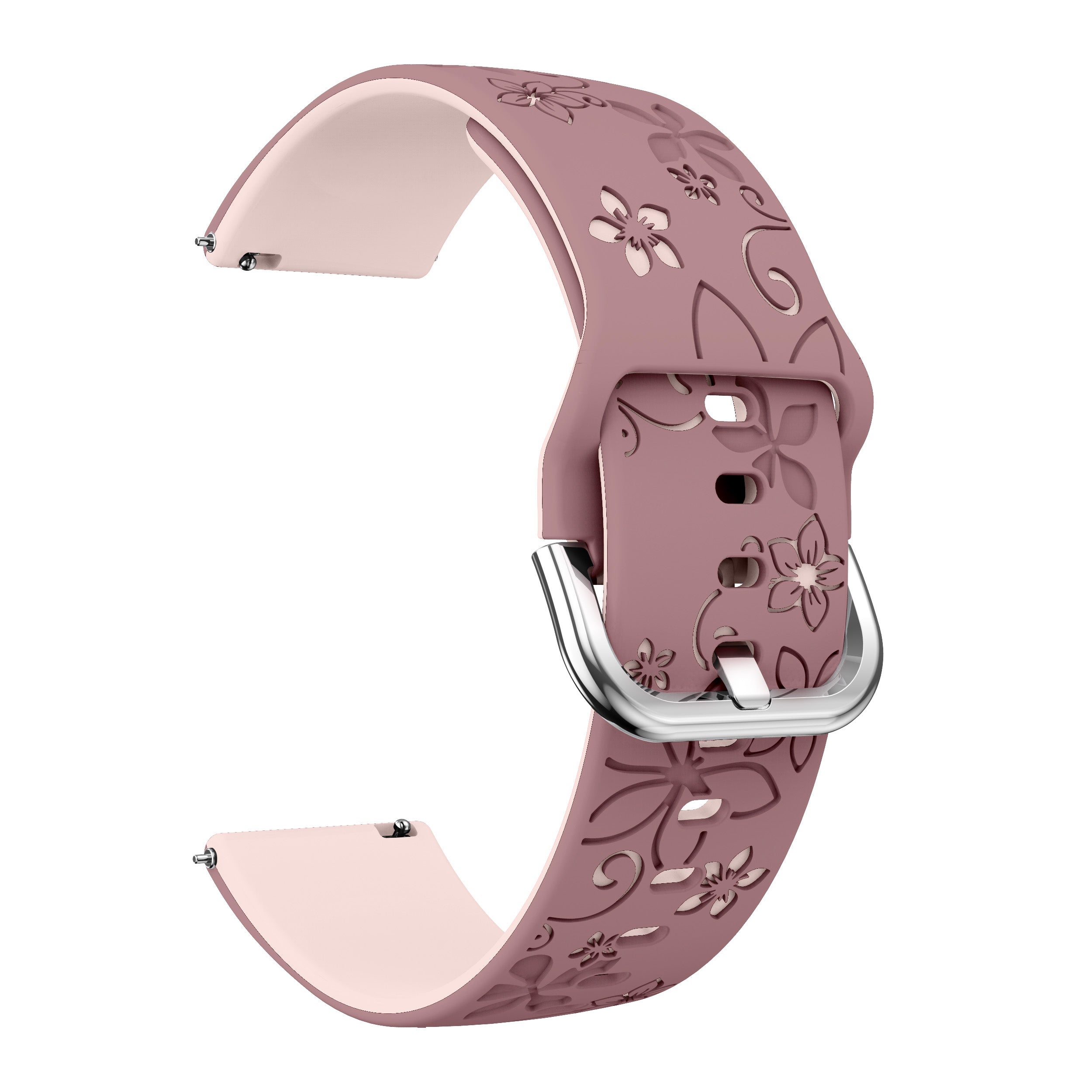 Huawei Watch GT 5 - 41mm Flower Silicone Strap (Smoke Purple/Light Pink)