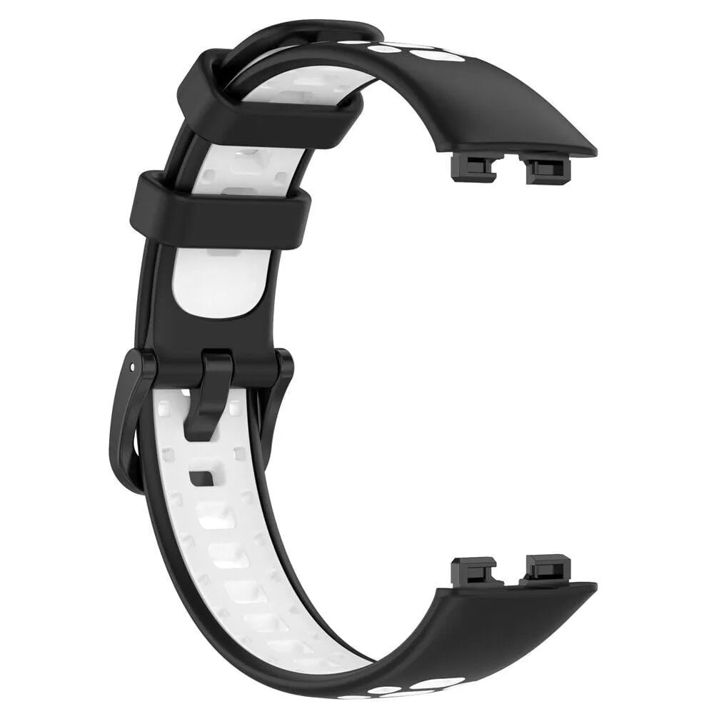 Silicone Sport Strap, black/white, without a watch, 3/4 front view