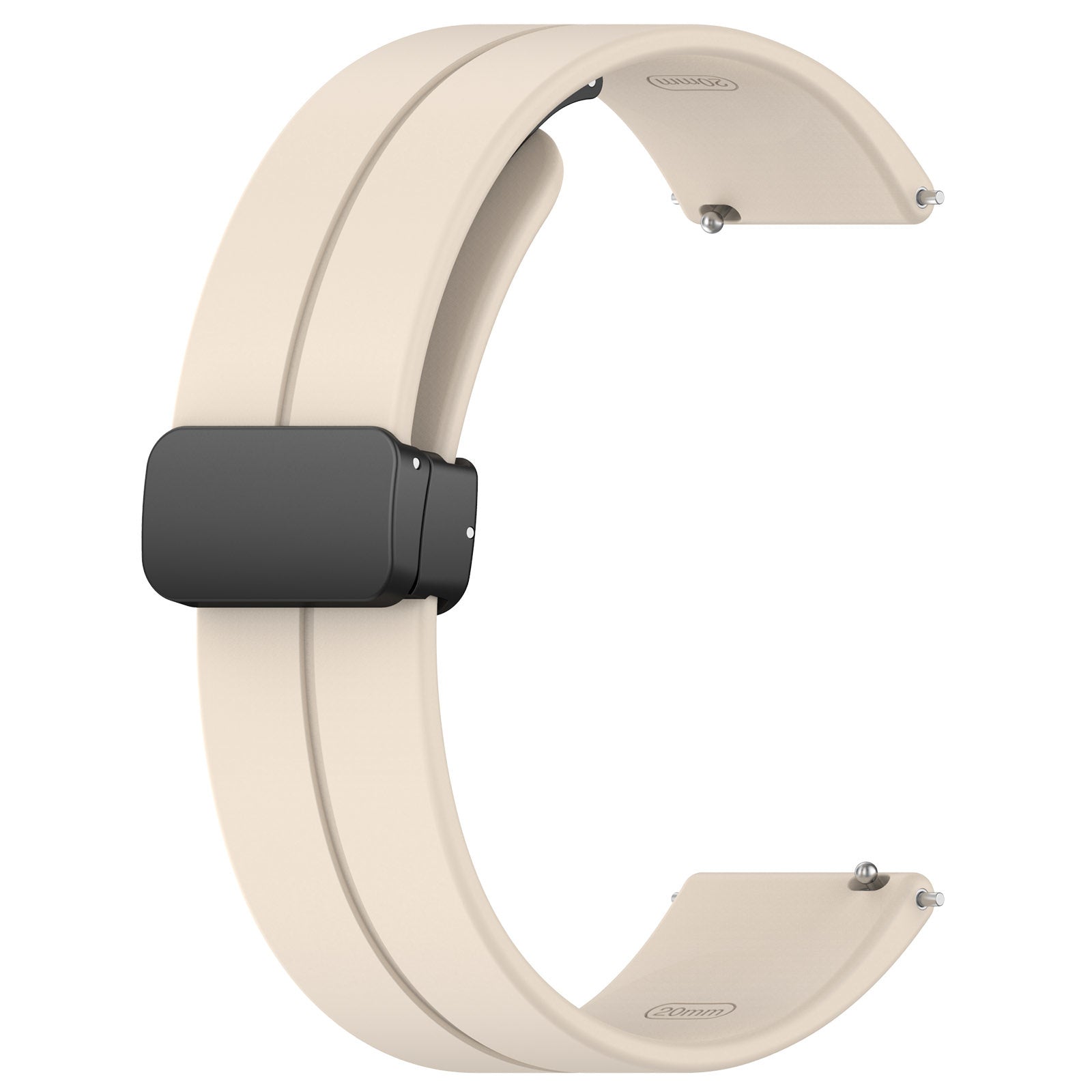 D-Buckle Silicone Strap, starlight, without a watch, 3/4 front view