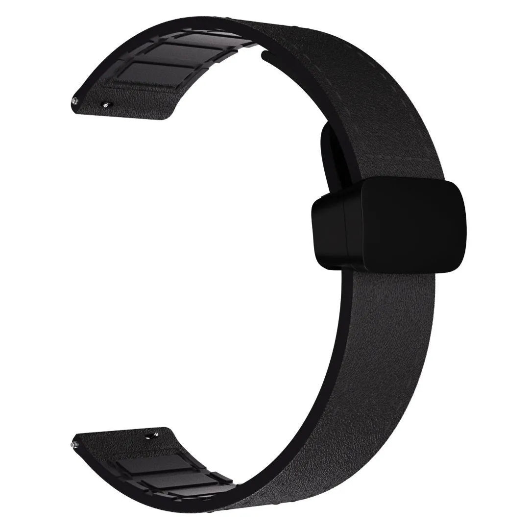 D-Buckle Leather Strap, black, without a watch, 3/4 front view