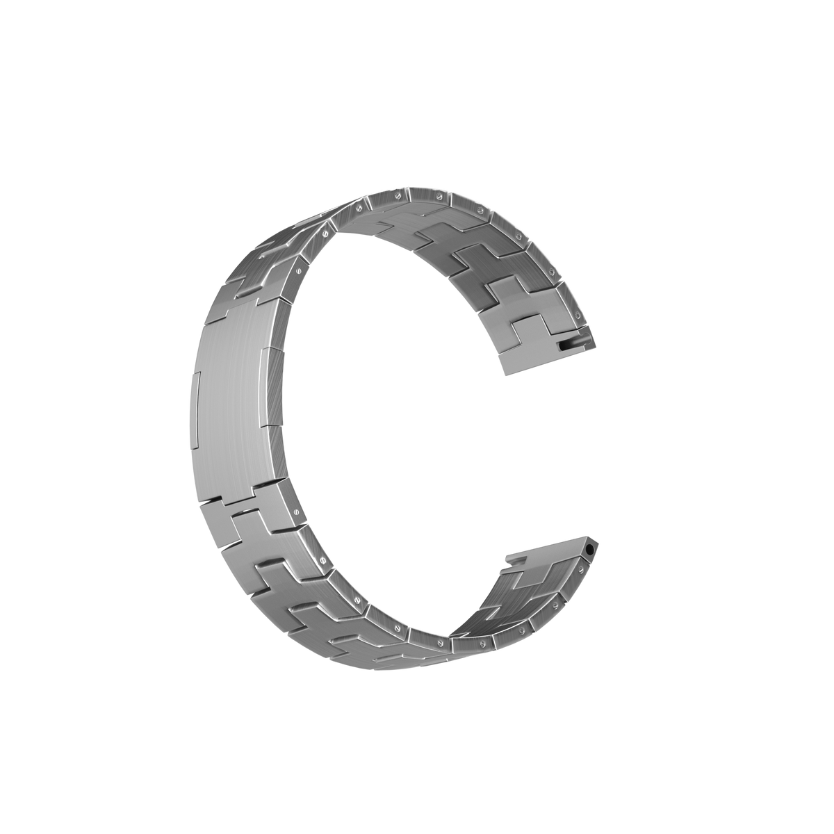 Titanium Grain Strap (Flat Clasp), silver, without a watch, 3/4 front view