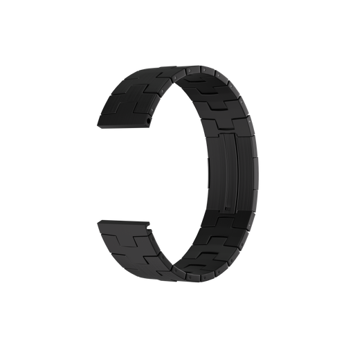 Titanium Grain Strap (Flat Clasp), black, without a watch, 3/4 front view