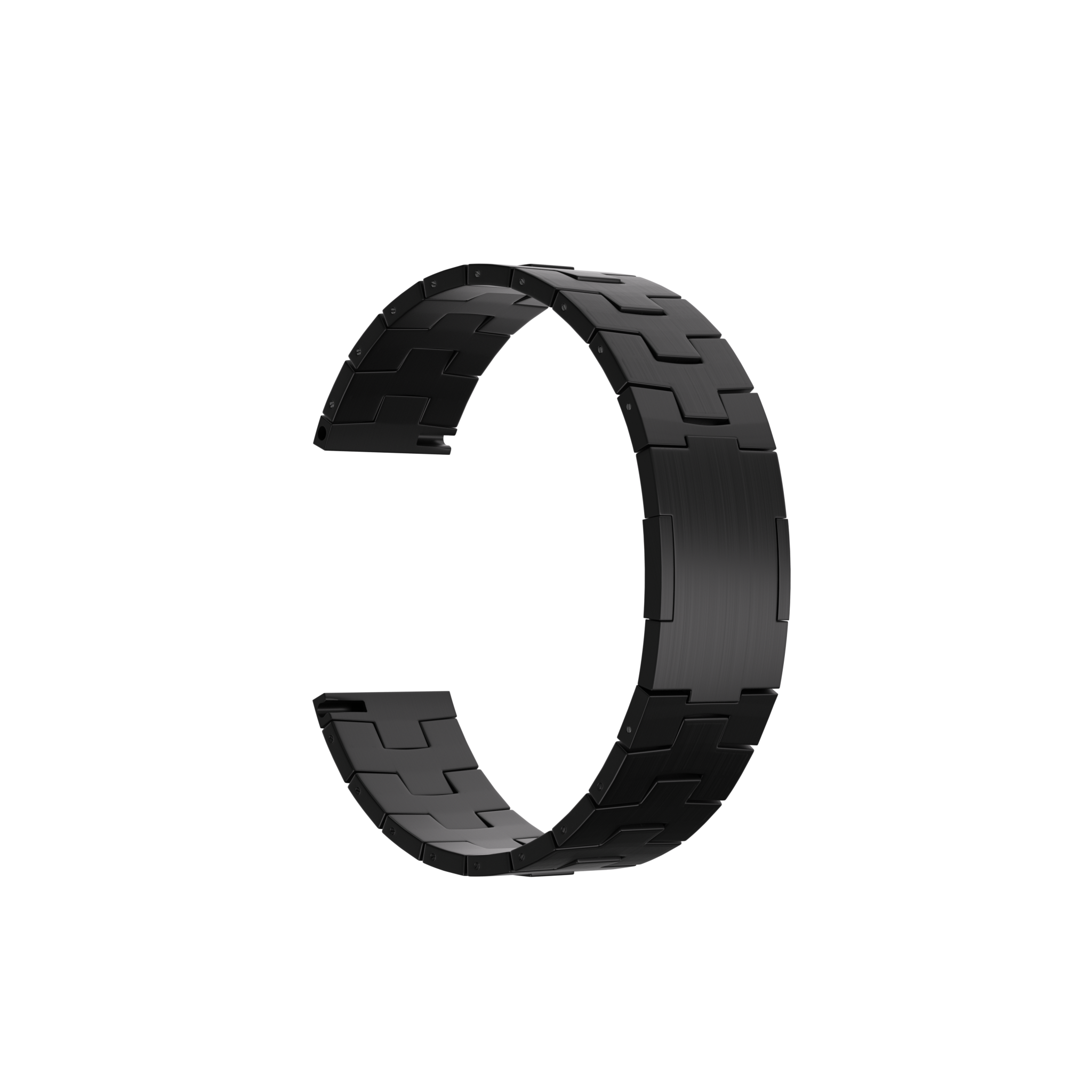 Titanium Grain Strap (Flat Clasp), black, without a watch, 3/4 front view
