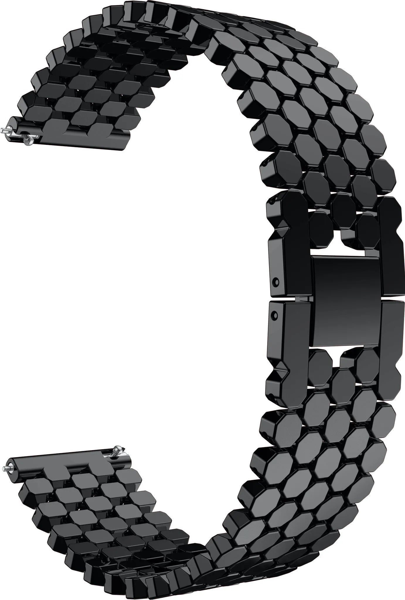 Steel Strap Hexagons, black, without a watch, 3/4 front view