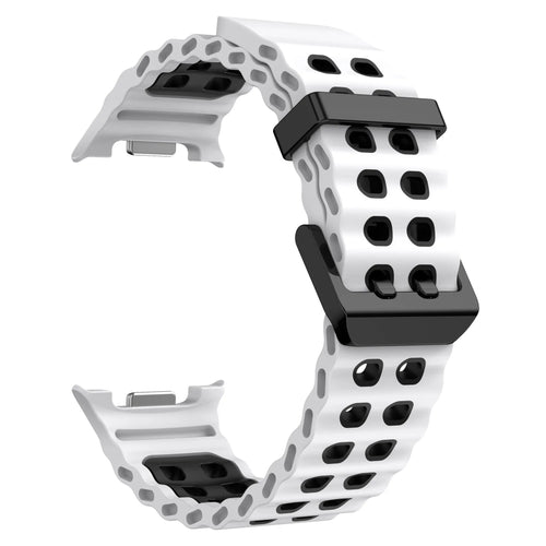 Silicone Ocean Strap, white/black, without a watch, 3/4 front view