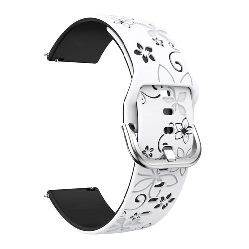 Flower Silicone Strap, white/black, without a watch, 3/4 front view
