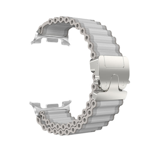 Samsung Galaxy Watch 9 - 40mm Outdoor Nylon Strap with P-Buckle (White with Silver)