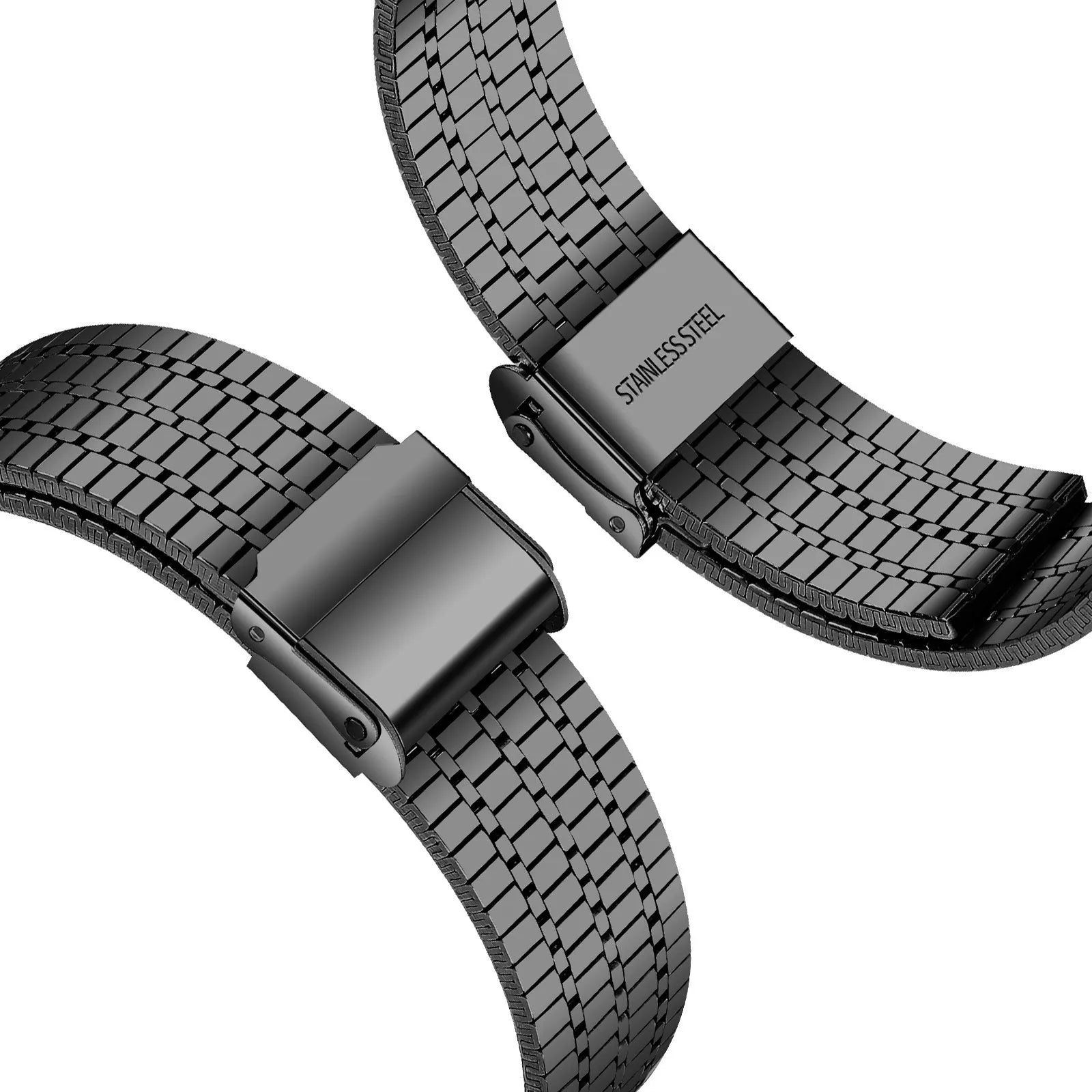 Fine Steel Strap, black, without a watch, 3/4 rear view