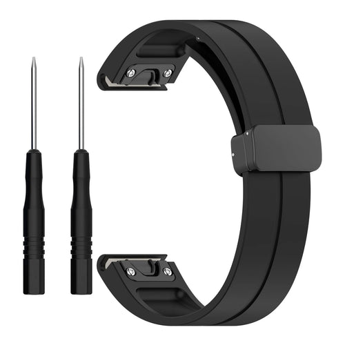 D-Buckle Silicone Strap, black, without a watch, 3/4 rear view