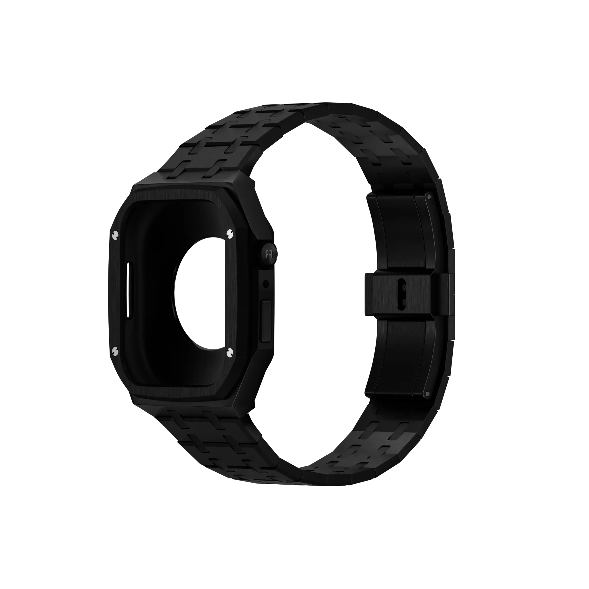 Reqior Apple Watch 45mm Case with Steel Strap (Black)