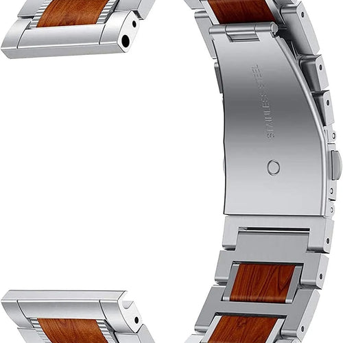 Wood Steel Strap, silver, without a watch, 3/4 rear view
