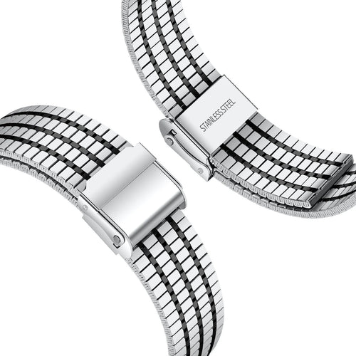 Fine Steel Strap, silver/black, without a watch, 3/4 rear view