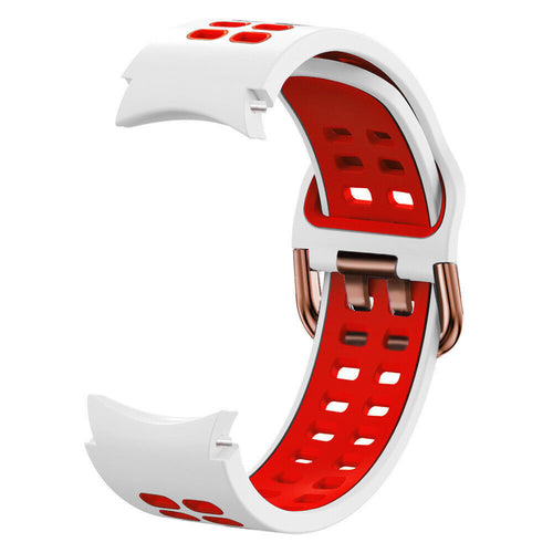 Silicone Squared Sport Strap, white/red, without a watch, 3/4 rear view