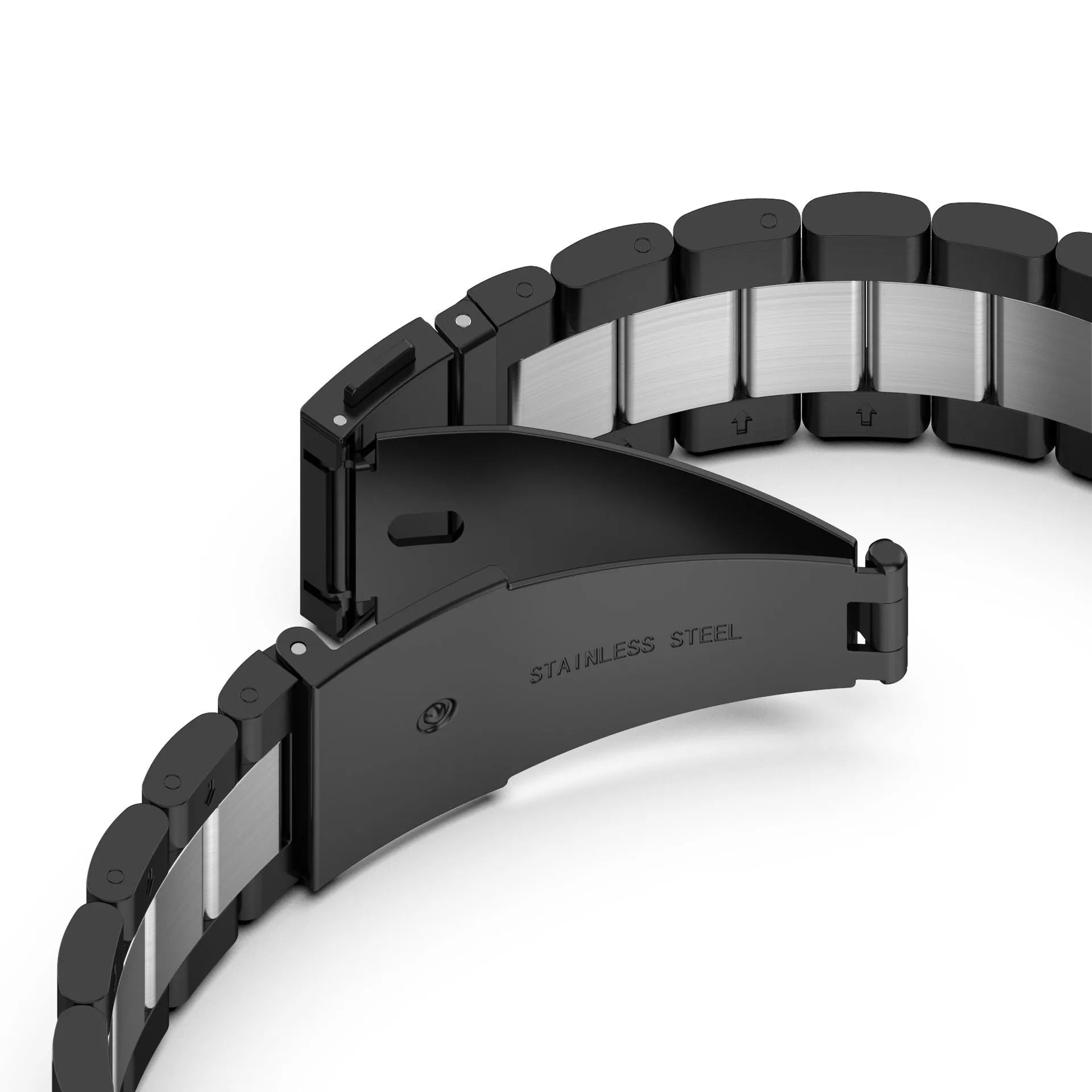 Steel Strap, black/silver, without a watch, 3/4 rear view