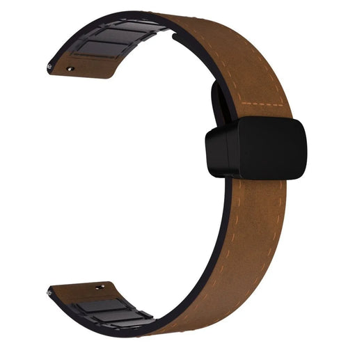 D-Buckle Leather Strap, brown, without a watch, 3/4 rear view
