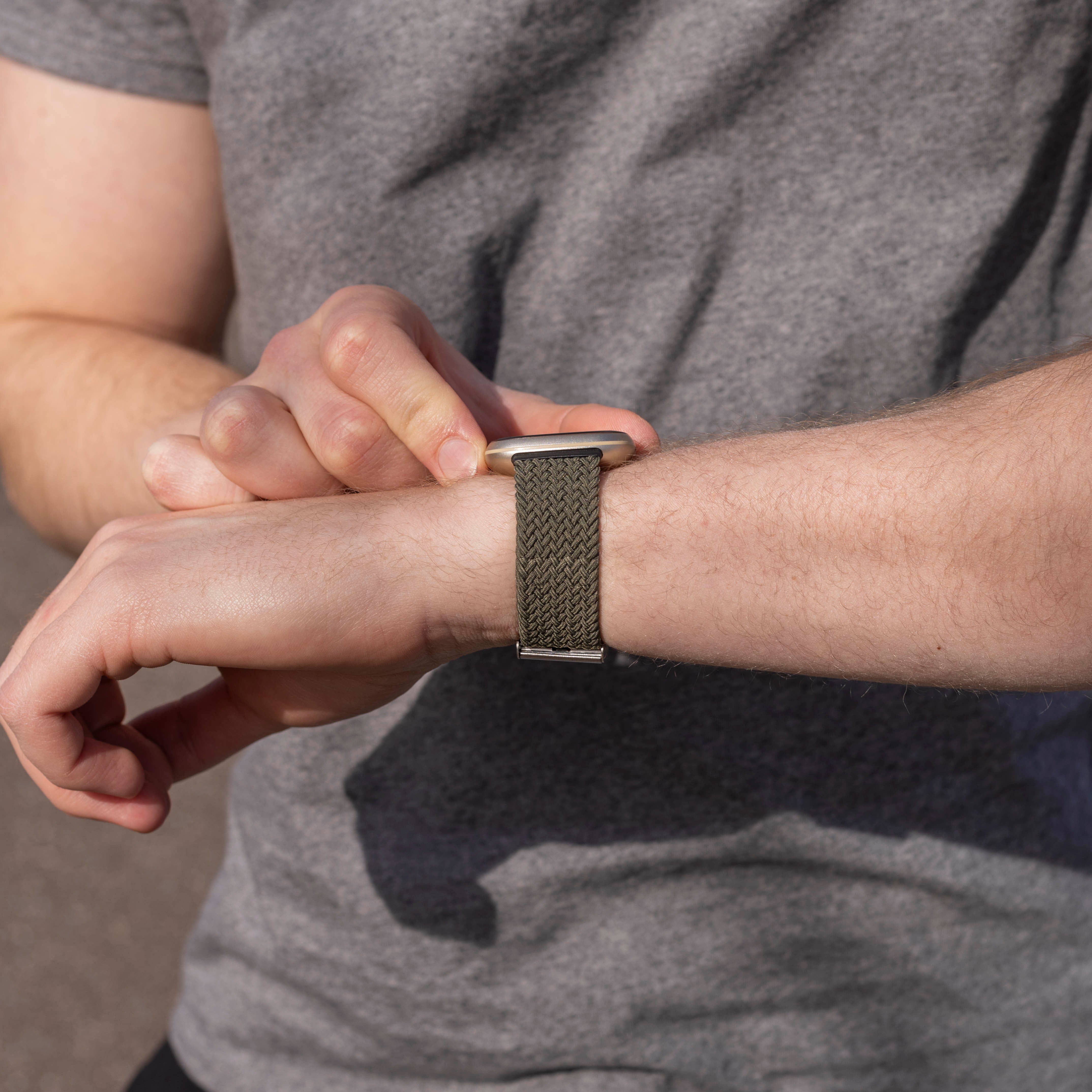 Fitbit Versa 3 Adjustable Braided Strap (Olive Green)
